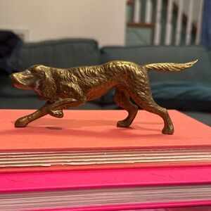 Brass Hunting Dog Figurine Home Accent